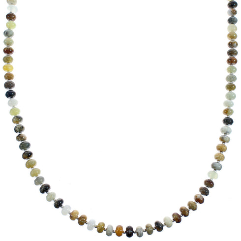 Authentic Southwest New Jade Crystal Bead Sterling Silver Necklace BX119919